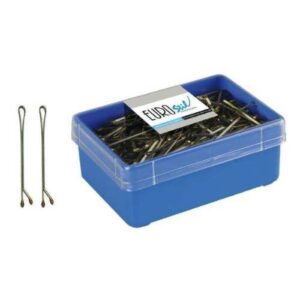 Caja clip rubio corto con bola 300uni 50mm Eurostil